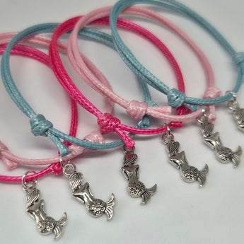 party bag fillers mermaid charm bracelets pink and blue