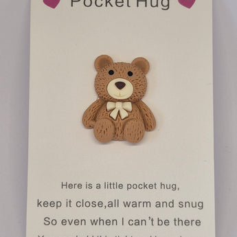 Pocket Hug Brown Bear Letterbox Hug on a card with a heart felt message