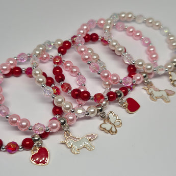 unicorn heart butterfly charm bracelets in red pink white-party bag essentials
