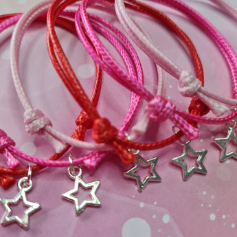 Six star charm bracelets party bag fillers