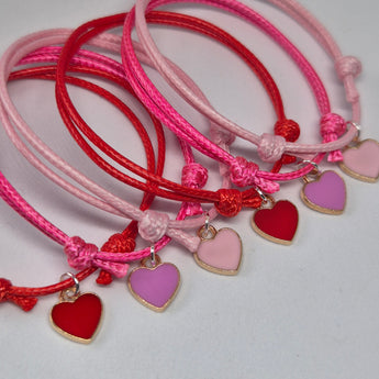Heart charm bracelets pack of 6 party bag fillers