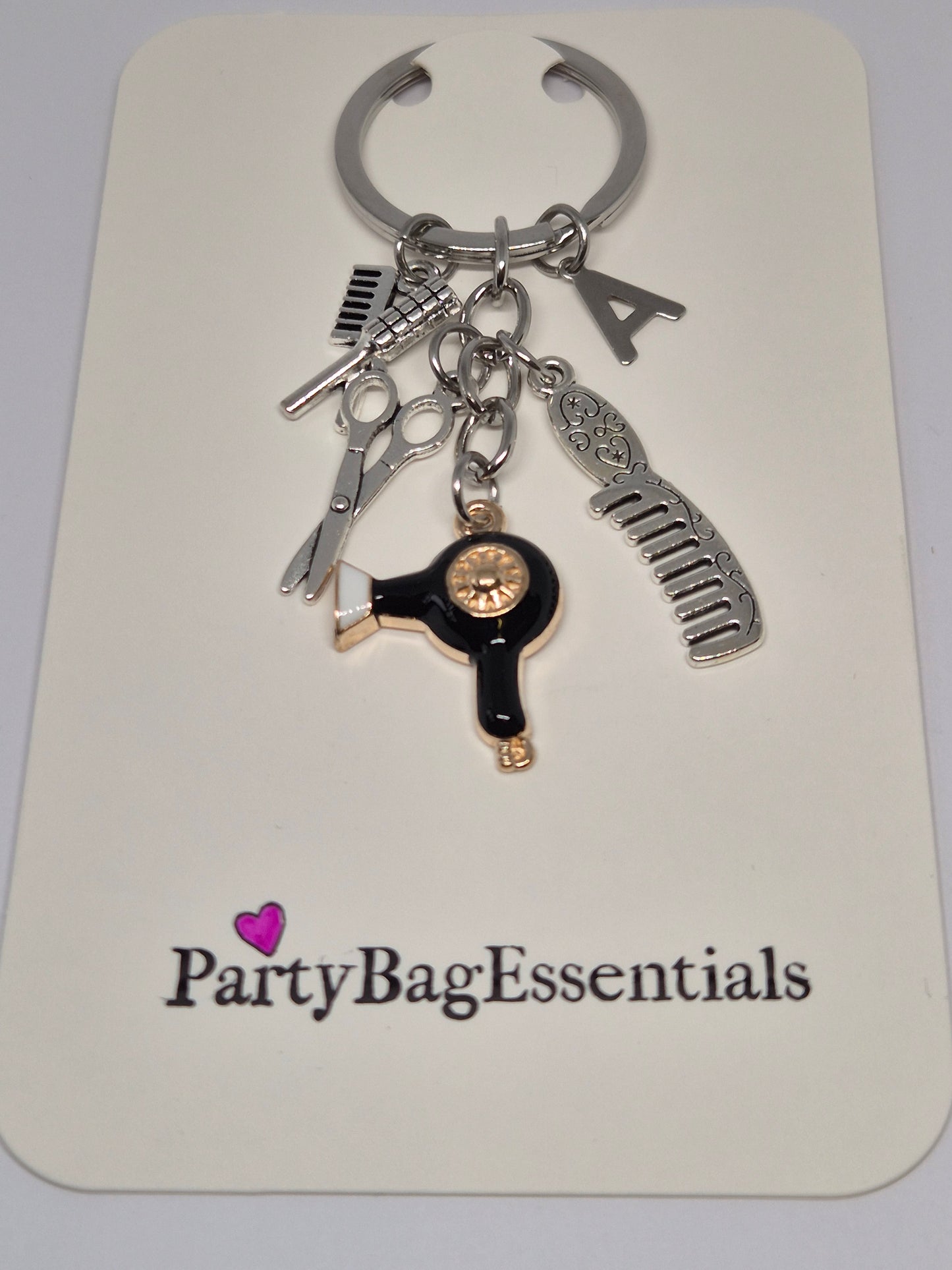 Personalised Hairdresser keyring black-thank you gift.