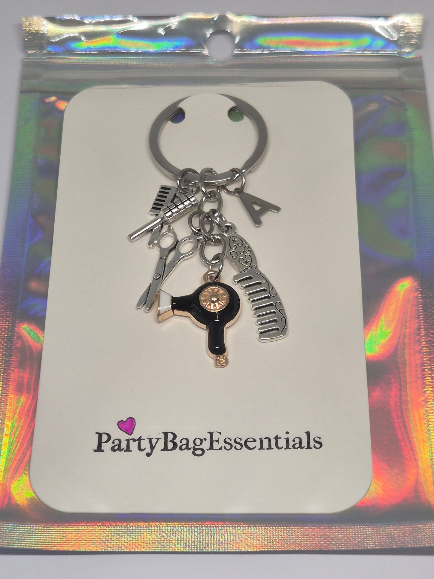 Personalised Hairdresser keyring black-thank you gift.