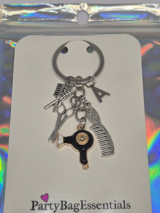 Personalised Hairdresser keyring black-thank you gift.