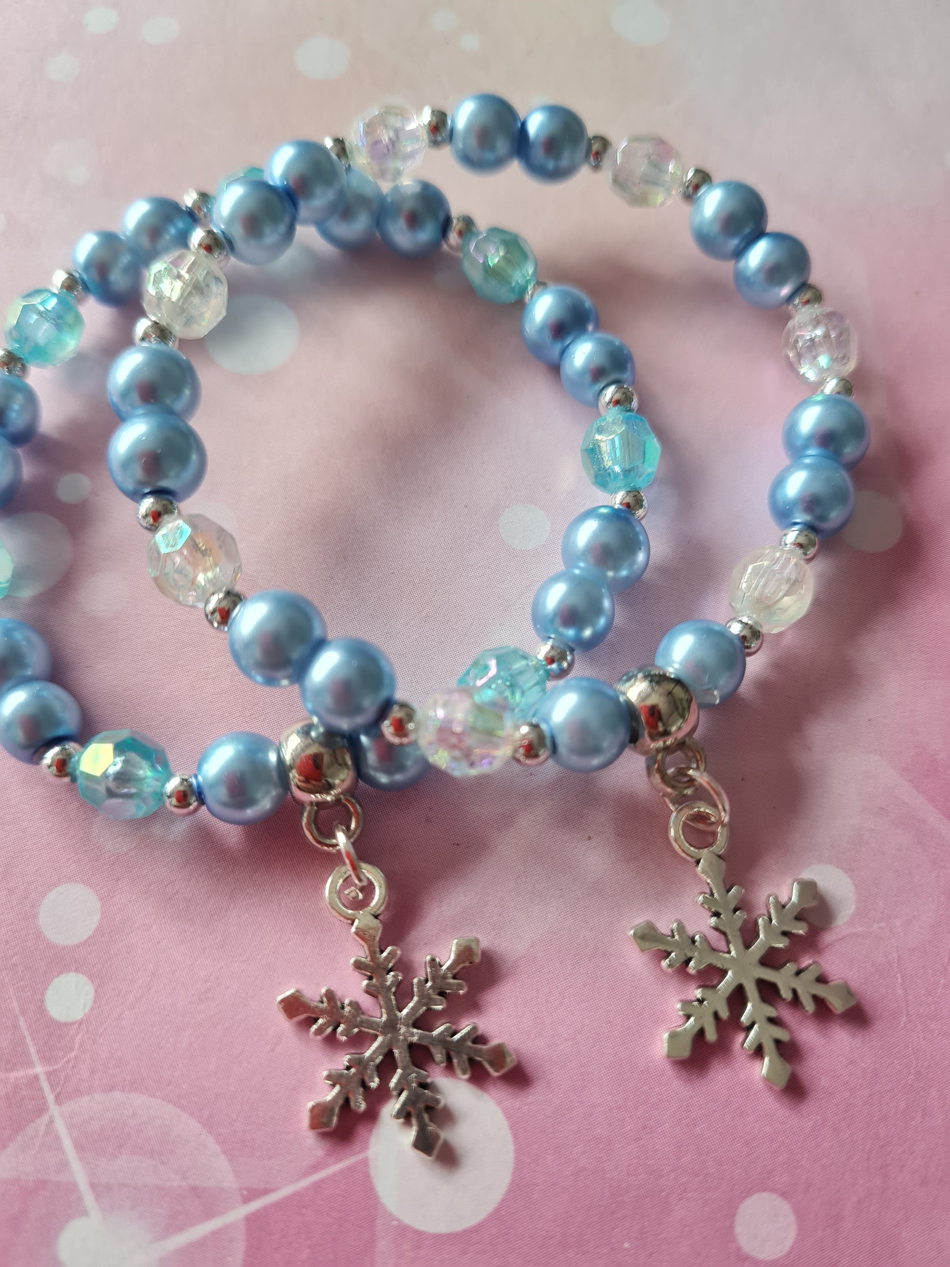 two snowflake charm bracelets frozen party bag fillers