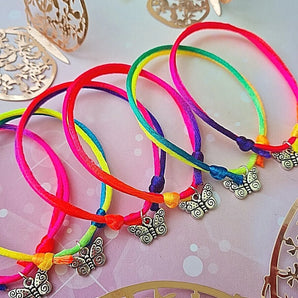 6 butterfly charm bracelets party bag fillers
