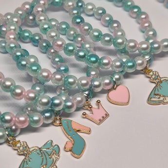 Cinderella themed beaded charm  bracelets-party bag essentials