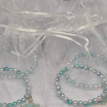 Cinderella themed beaded charm  bracelets gift bags-party bag essentials