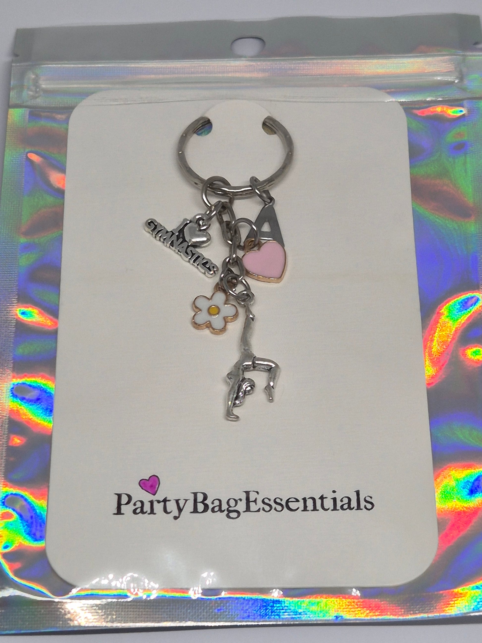 gymnastic keyring heart flower i love gymnastics gift packes-party bag essentials