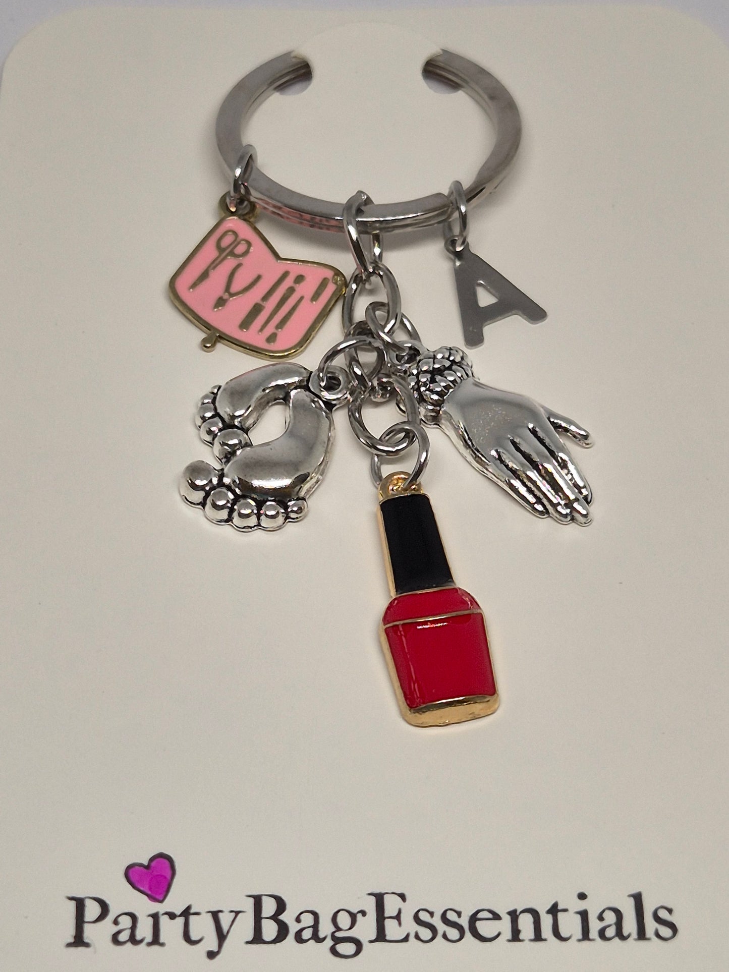 Nail technician keychain nail varnish hand feet nail tools charms close up-party bag essentials