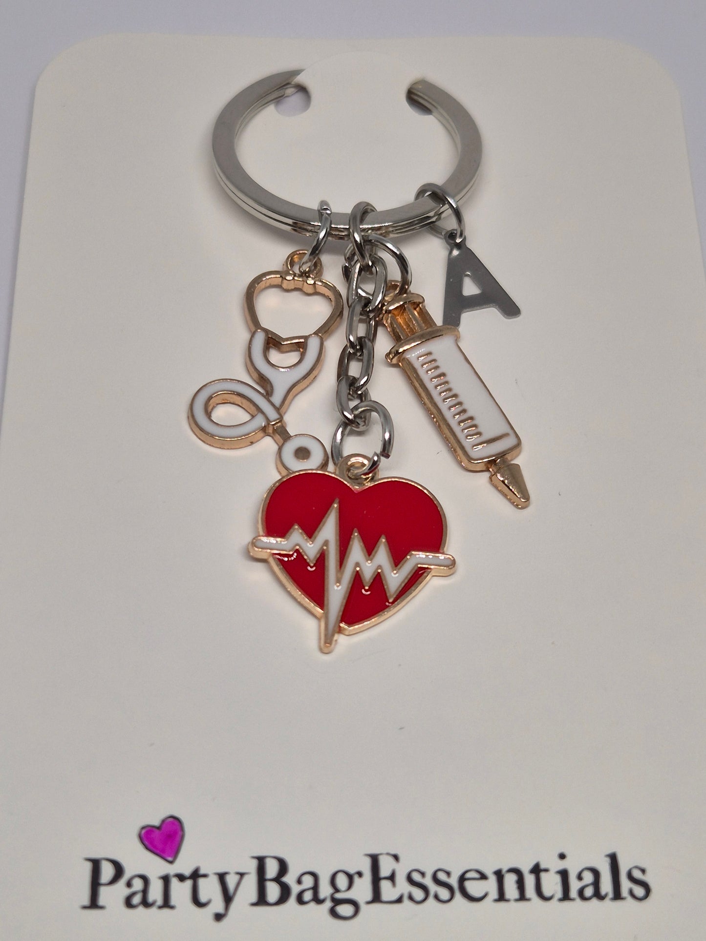 Doctor medical keyring packaged heart stethoscope syringe-party bag essentials