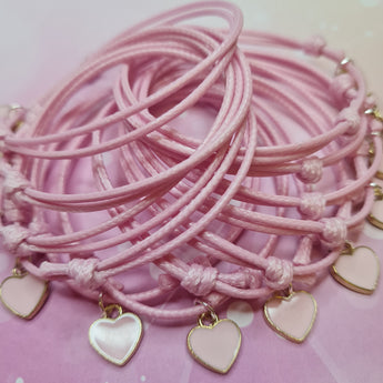 party bag filler 12 pink enamel charm bracelets